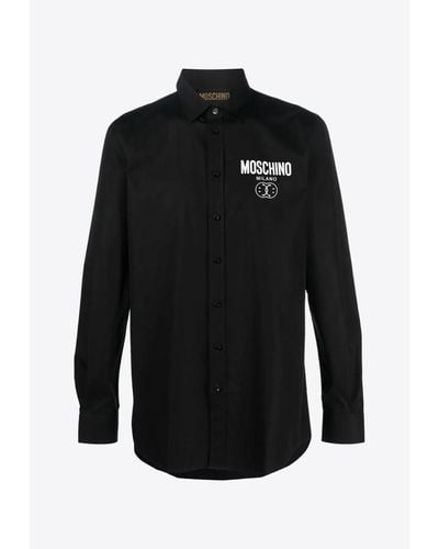 Moschino Logo Long-Sleeved Shirt - Black