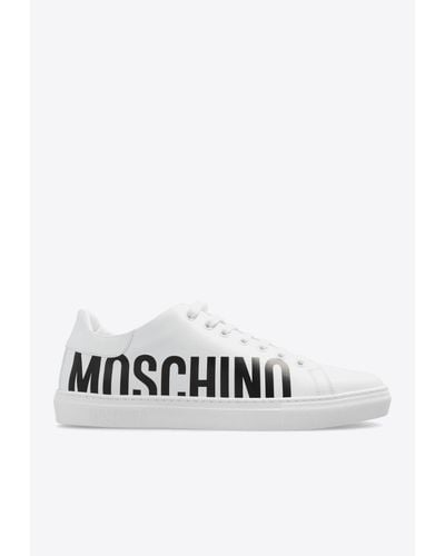 Moschino Serena Logo Print Leather Sneakers - White