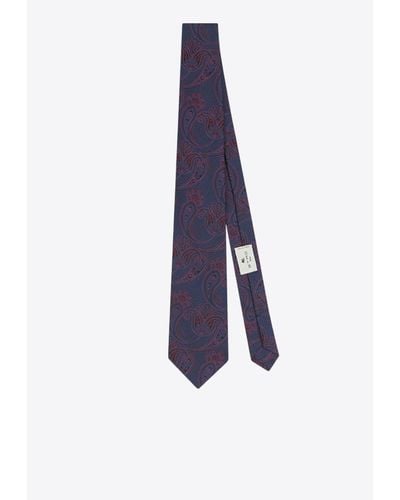 Etro Paisley Silk Jacquard Tie - Blue