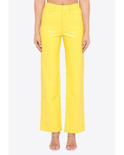 ROTATE BIRGER CHRISTENSEN Faux Leather Pants - Yellow