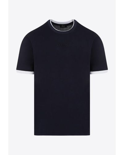Brioni Logo-Embroidered Layered T-Shirt - Blue