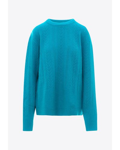 ANYLOVERS Wool-Blend Knitted Sweater - Blue