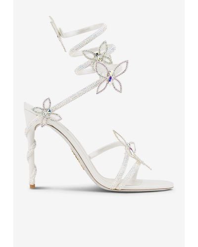 Rene Caovilla Margot 105 Crystal-Embellished Sandals - White