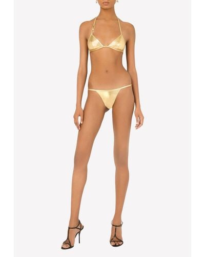 Dolce & Gabbana Metallic Self-Tie Bikini