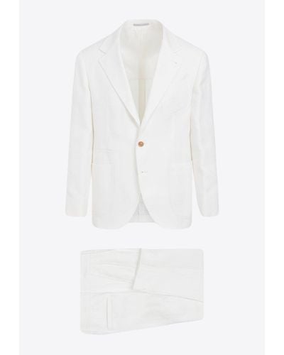 Brunello Cucinelli Single-Breasted Tailored Suit - White