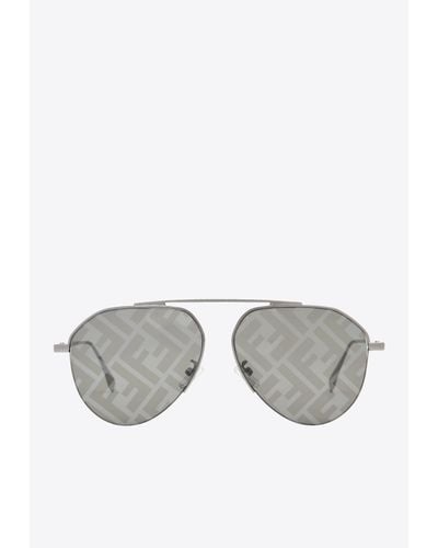 Fendi Pilot Metal Sunglasses - Gray