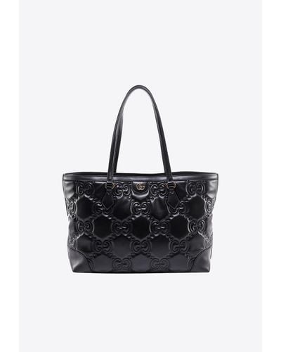 Gucci Medium Gg Quilted Leather Top Handle Bag - Black