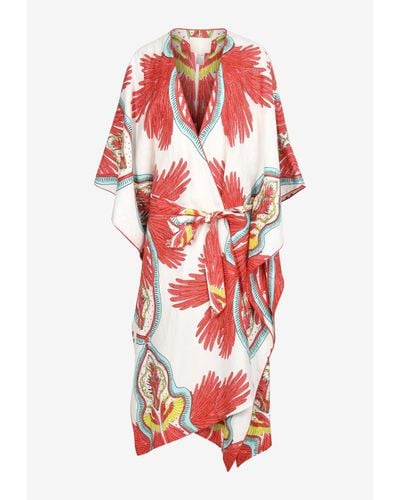 Maison La Plage Hawai Printed Maxi Robe Dress - Red