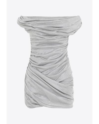 Magda Butrym Off-Shoulder Draped Mini Dress - Gray