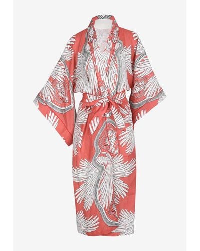 Maison La Plage Hawai Printed Kimono - Red
