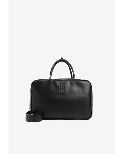 Miu Miu Logo Laptop Bag In Nappa Leather - Black