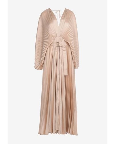 Acler Westover Pleated Maxi Dress - Natural