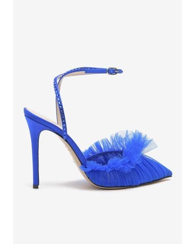 Andrea Wazen Franca Glitz 105 Tulle Court Shoes - Blue