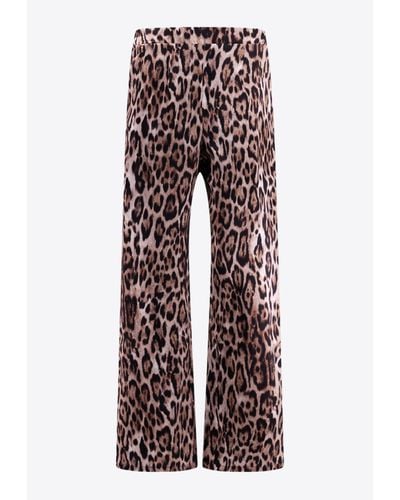 SLEEP NO MORE Leopard Silk Trousers - Red