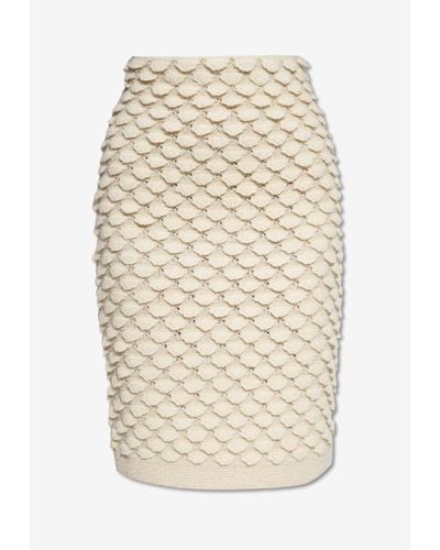 Bottega Veneta Fish Scale Wool Knit Skirt - Natural