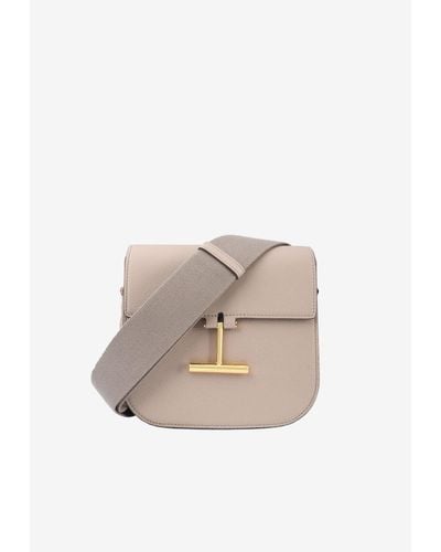 Tom Ford Tara Crossbody Bag In Grained Leather - Natural