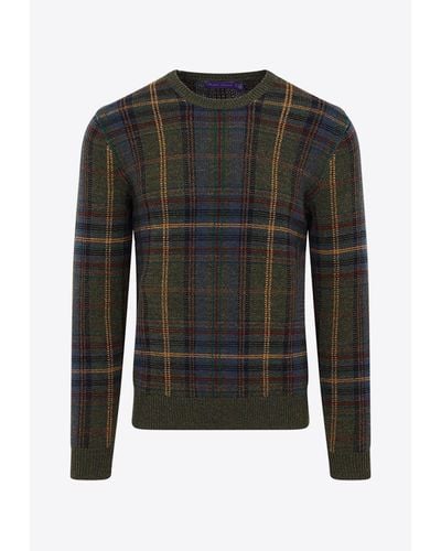 Ralph Lauren Checked Cashmere And Wool Sweater - Black