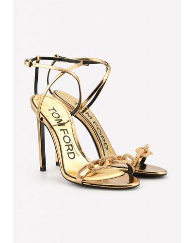 Tom Ford Pave Chain 105 Metallic Leather Sandals