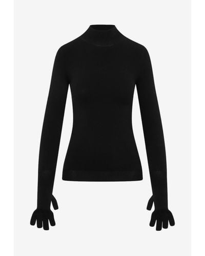 Balenciaga Stretch Knit Gloves Sweater - Black