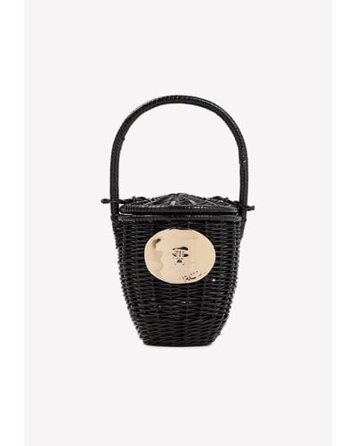 Patou Woven Bucket Bag - Black