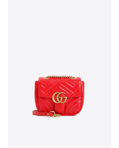 Gucci Mini Gg Marmont Shoulder Bag - Red