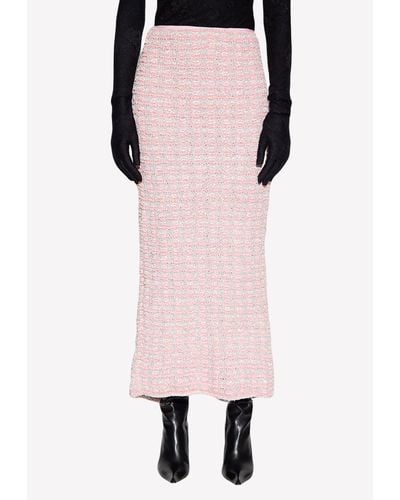 Balenciaga Tweed Knit Maxi Skirt - Pink