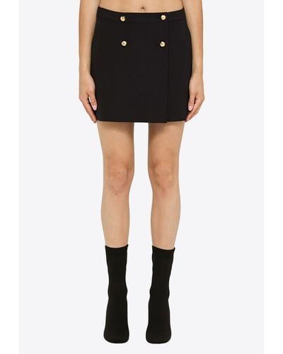 Alexander McQueen Wool Mini Wrap Skirt - Black