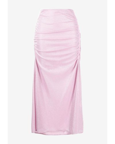 MSGM High-Waist Ruched Midi Skirt - Pink