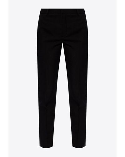 Saint Laurent Tapered-Leg Tailored Wool Trousers - Black