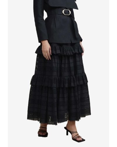 Acler Valentine Lace Midi Skirt - Black