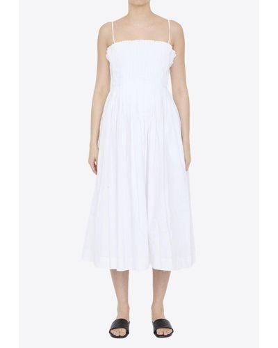 STAUD Bella Sleeveless Midi Dress - White