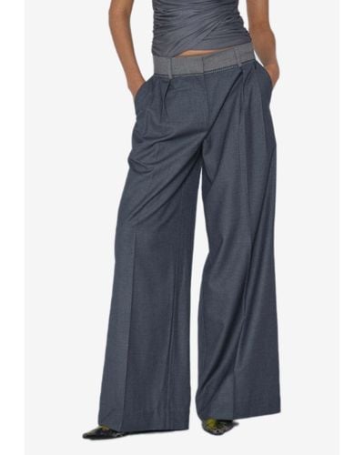 Remain Two-Tone Straight-Leg Trousers - Blue