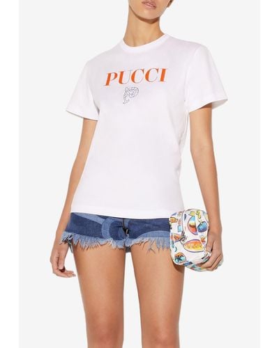 Emilio Pucci Short-Sleeved Logo-Print T-Shirt - White