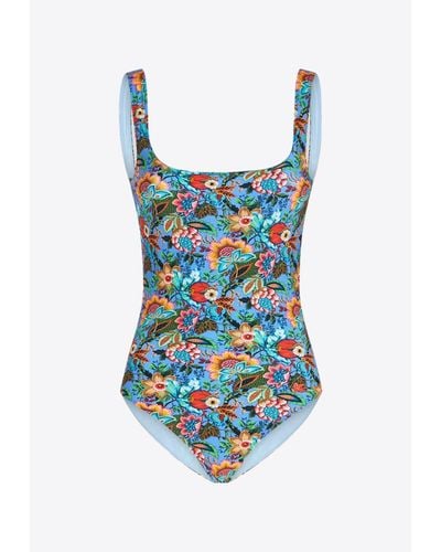 Etro Floral One-Piece Swimsuit - Blue