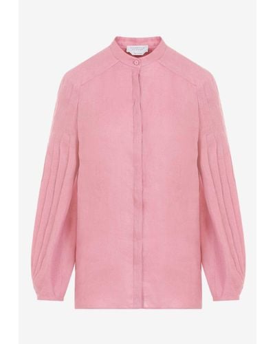 Gabriela Hearst Laetitia Long-Sleeved Linen Shirt - Pink