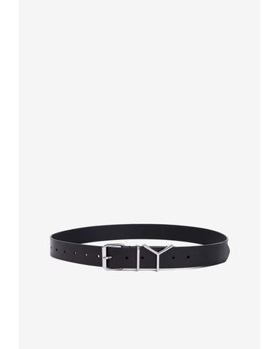 Y. Project Y-Logo Leather Belt - White