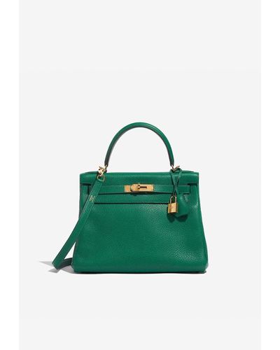 Hermès Kelly 28 In Vert Menthe Togo With Gold Hardware - Green