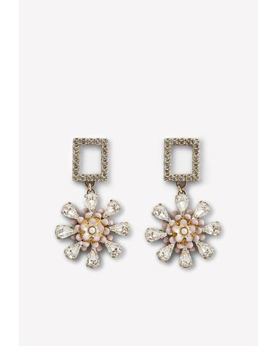 Roger Vivier Vivier Blossom Crystal Drop Earrings - White