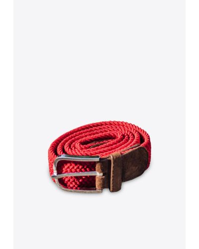 Les Canebiers Taillat Braided Belt With Suede Endings - Red