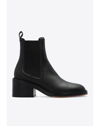 Chloé Mallo 60 Leather Ankle Boots - Black