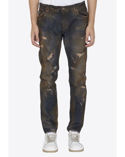Dolce & Gabbana Slim-Fit Overdyed Jeans - Gray