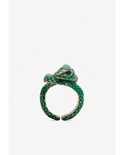 Aquazzura Serpente Crystal Ring - Green