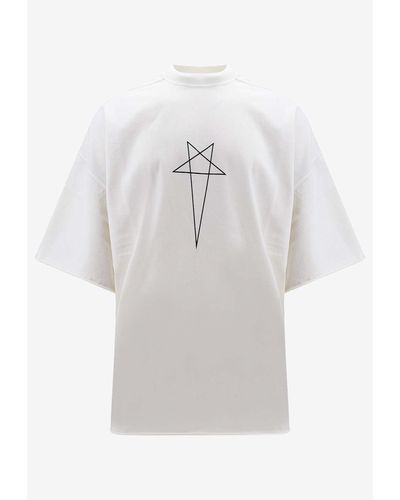 Rick Owens Pentagram Logo Crewneck T-Shirt - White