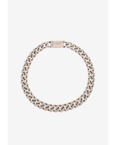 Saint Laurent Logo Curb Chain-Link Necklace - Metallic
