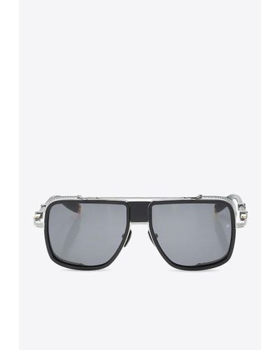 Balmain Pilot Logo Sunglasses - Grey