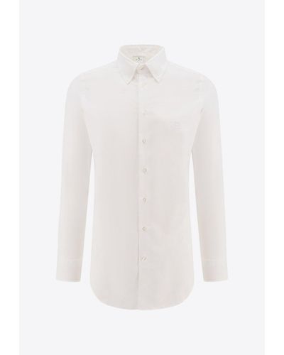Etro Pegaso Embroidered Long-Sleeved Shirt - White