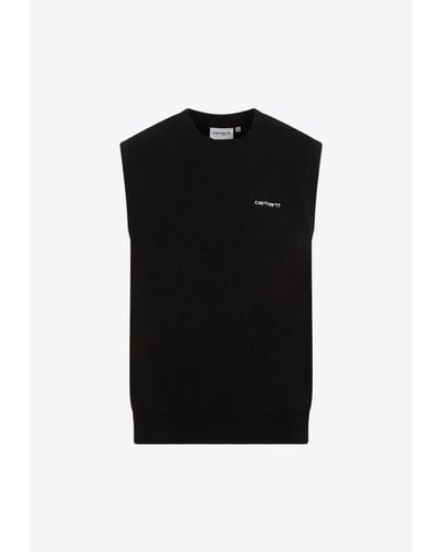 Carhartt Logo-Embroidered Knitted Sweater Vest - Black