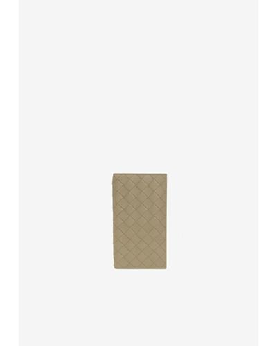 Bottega Veneta Bi-Fold Slim Intrecciato Leather Long Wallet - White