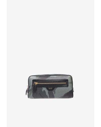 Tom Ford Camouflage Print Leather Pouch - White