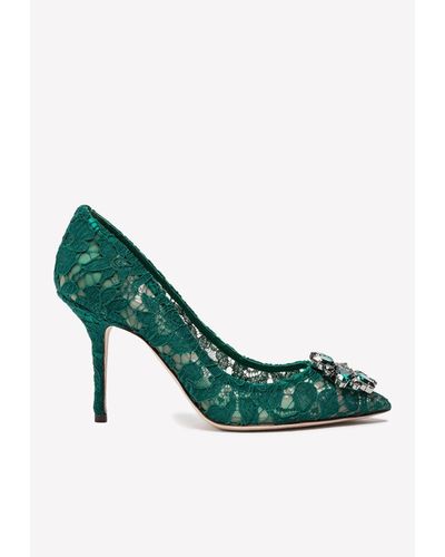 Dolce & Gabbana Bellucci 90 Crystal-Embellished Court Shoes - Green